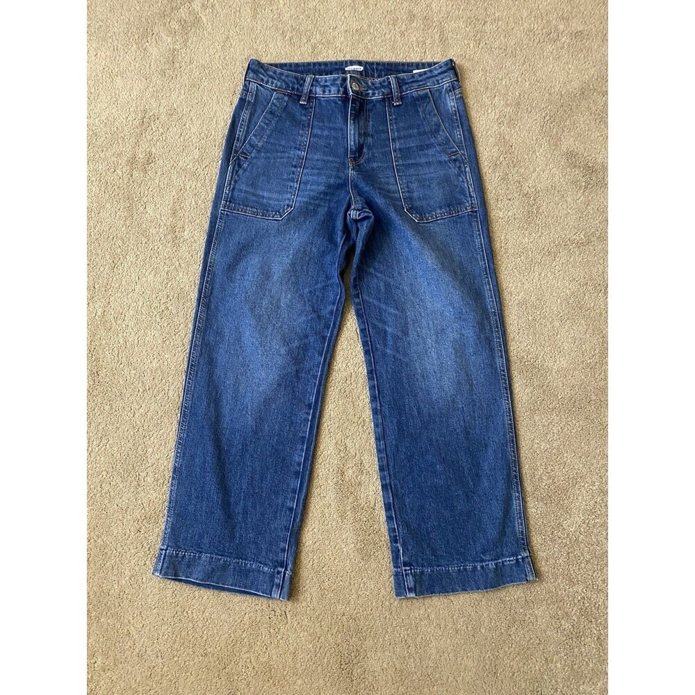 Old Navy High-Waisted Slim Crop Wide-Leg Workwear Jeans Size 6